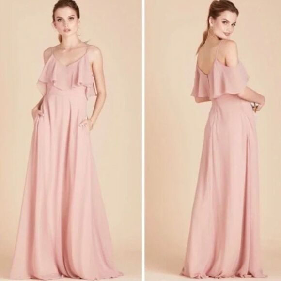 BIRDY GREY Maxi Dress Jane Chiffon Convertible Sz M Rose Quartz NWT - Picture 1 of 11